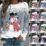 Christmas Winter Snowman Snowflake Print Sweatshirt Women