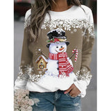 Christmas Winter Snowman Snowflake Print Sweatshirt Women