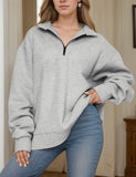 Women's Oversized Half Zip Drop Shoulder Sweatshirts