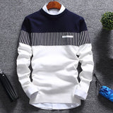 Color Block Patchwork O-Neck Sweater Men