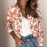 Elegant Autumn Floral Printed Jackets Women