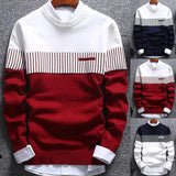 Color Block Patchwork O-Neck Sweater Men