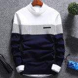 Color Block Patchwork O-Neck Sweater Men