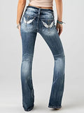 Women's Embroidered Back Pockets Micro Flared Jeans