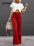 Ladies Slim Fit Flared Corduroy Pant