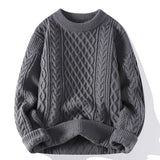 Vintage Solid Color Loose Fit Sweater Men