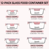 12 Pack Glass Food Containers With Lids