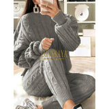 Plus Size Two-Piece Thick Sweater Suit Women