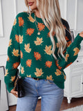 An Autumn Print Knitted Round Neck Sweater