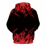 3D Flame Print Nylon Hoodie Unisex