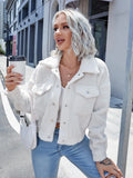 Ladies Lapel Button Cardigan Short Coat