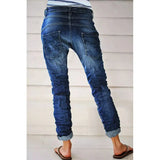 Button Fly Low Waist Blue Jeans Women