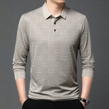 Men's Business Casual Fashionable Long Sleeve Polo Shirt