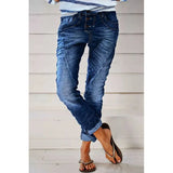 Button Fly Low Waist Blue Jeans Women