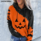 Women's Pullover Halloween Print Hoodie