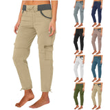 Drawstring Elastic Waist Cargo Pants Women