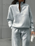 Women's Tracksuit Quarter Zip Tops Elastic Waist Pants