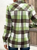 Ladies Plus Size Plaid Lapet Button Pullover Blouse