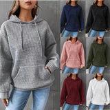 Waffle Design Hooded Sweatshirt Women