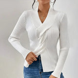 Women's V-Neck Pullover Slim Fit Sweater