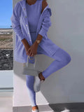 Women's 3 Piece Set Cardigan Coat Pencil Pants Tank Top