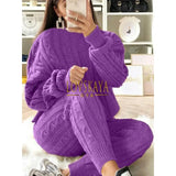 Plus Size Two-Piece Thick Sweater Suit Women