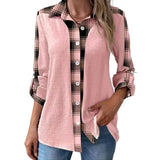 Women's Plus Size Plaid Patchwork Casual Blouse