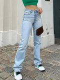 Trendy Straight-Leg Denim Pants Women