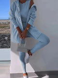 Women's 3 Piece Set Cardigan Coat Pencil Pants Tank Top