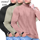 Men's Solid Color Turtleneck Knitted Sweater