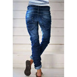 Button Fly Low Waist Blue Jeans Women