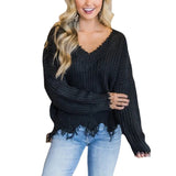Knitted V-neck Women's Sweater