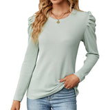 Women Long Sleeve Round Neck Stacked Sleeve Shirt