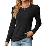 Women Long Sleeve Round Neck Stacked Sleeve Shirt