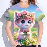 Girls Summer Cat T-Shirts