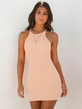 Solid Color Halter Dress